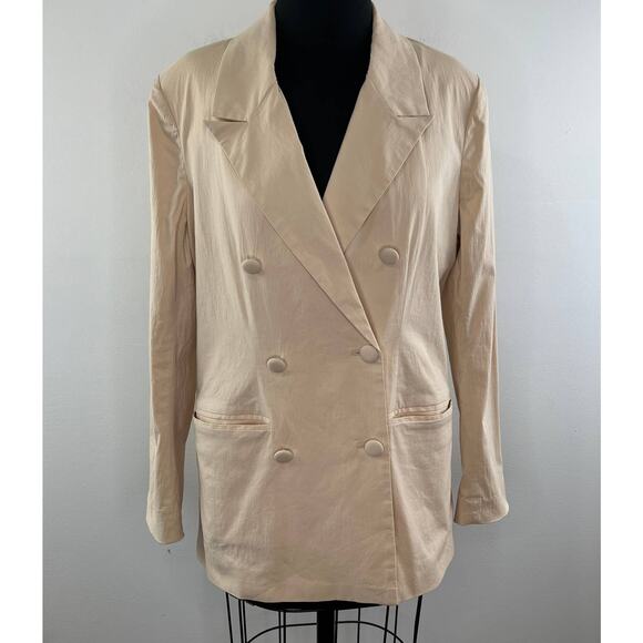 We Wore What Khaki Long Sleeve Double Breasted Notched Lapel Blazer Jacket Sz S - Picture 1 of 8